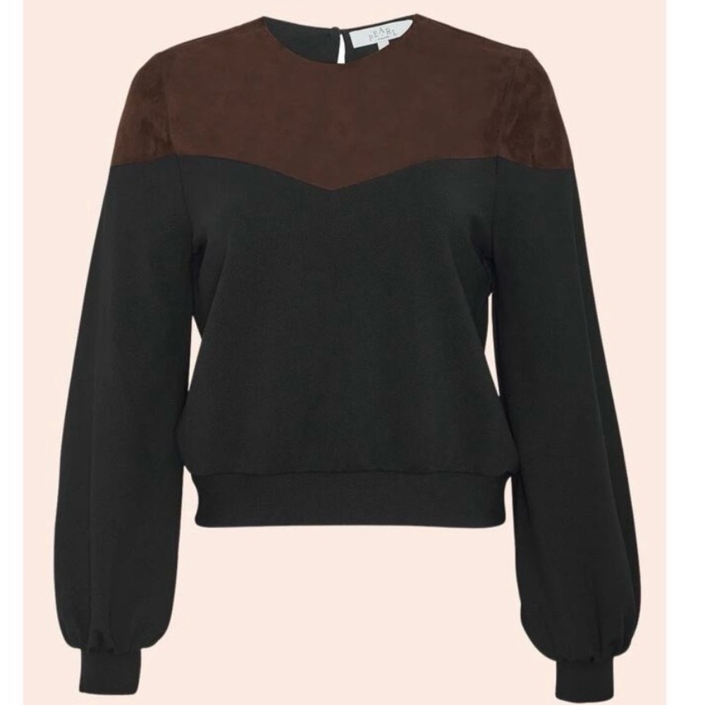 NWT Pearl by Lela Rose Ponte Twill and Suede Sweatshirt